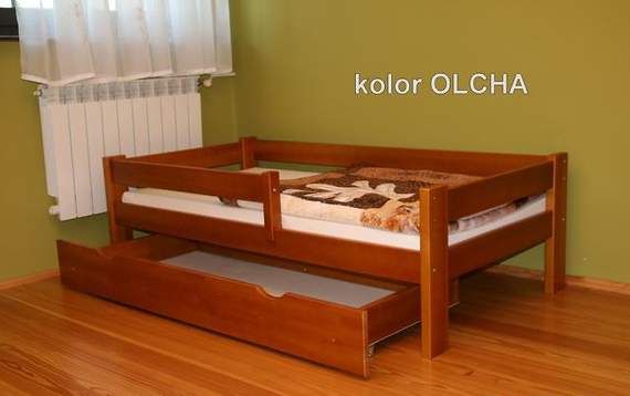 Portek łóżko sosnowe z szufladą dla dzieci 80x180, z materacem kokosowym