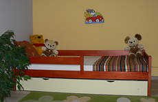 Portek łóżko sosnowe z szufladą dla dzieci 80x180, z materacem piankowym