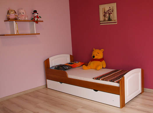 Bogna łóżko sosnowe z szufladą dla dzieci 80x180, z materacem piankowym