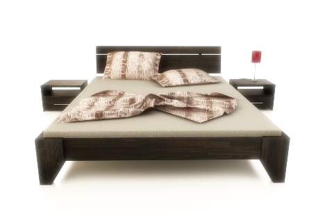 HANOY łóżko z drewna bukowego, rozmiar 160x200, kolor wenge