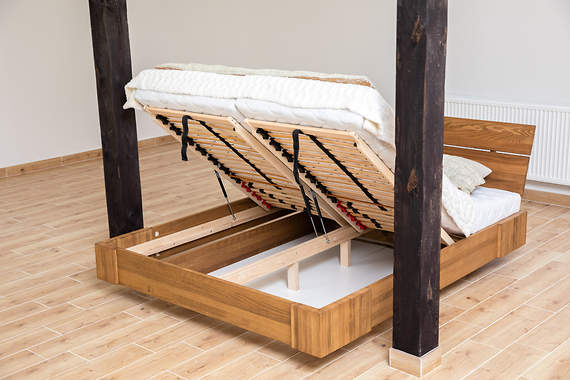 Ballega po LIFCIE -  łóżko bukowe lewitujące 160x200 cm