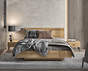 TRYSIL - (możliwy LED) kompletne łoże z litego drewna dębowego, lewitujące, z poj. na pościel, 140x200 cm