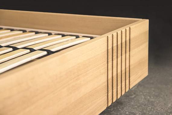 TRYSIL zestaw, drewno dębowe: łoże (możliwy LED) 180x200 + dwie szafki, lewitujące, z poj. na pościel