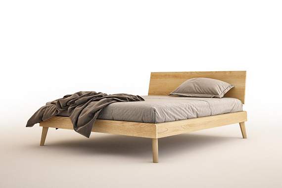 Lotar łoże zbudowane z litego drewna dębowego 140x200 cm, impregnacja szlachetnym woskiem