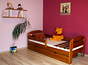 Karmen łóżko sosnowe z szufladą dla dzieci 80x180, z materacem kokosowym i gryką