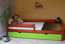 Pontus łóżko sosnowe z szufladą dla dzieci 80x160, z materacem piankowym