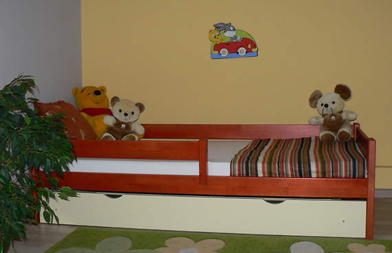 Pontus łóżko sosnowe z szufladą dla dzieci 80x160, z materacem piankowym