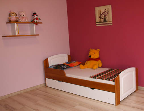 Boley łóżko sosnowe z szufladą dla dzieci 80x180, z materacem piankowym