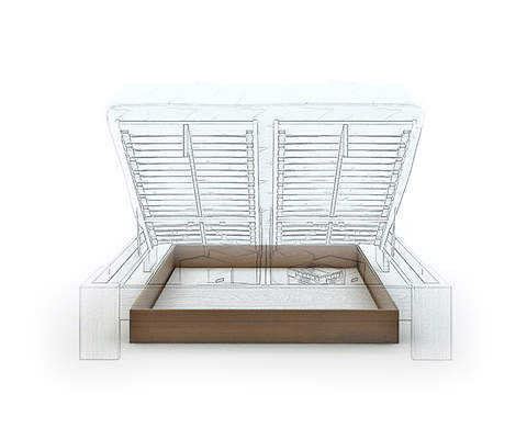 Bandal łóżko z pojemnikiem Mbox mini, z drewna bukowego, rozmiar 160x200
