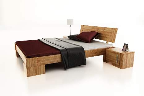 Vanes wysokie łóżko z drewna bukowego, rozmiar 140x200