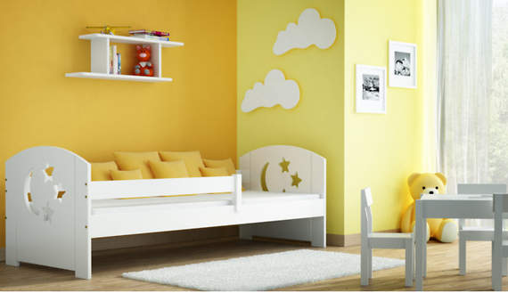 Merdok biały - łóżko sosnowe dla dzieci 80x180 z materacem piankowym