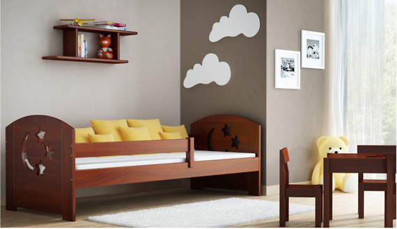 Merdok orzech - łóżko sosnowe dla dzieci 80x180 z materacem piankowym