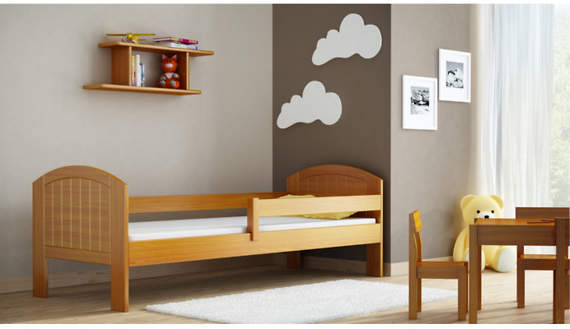 Mikel calvados - łóżko sosnowe dla dzieci 80x180 z materacem piankowym